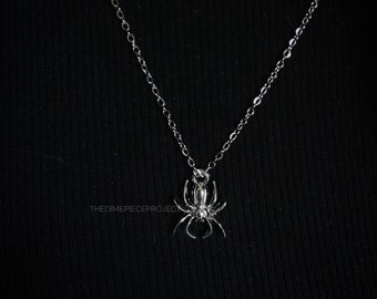 Stainless Steel Spider Pendant Necklace