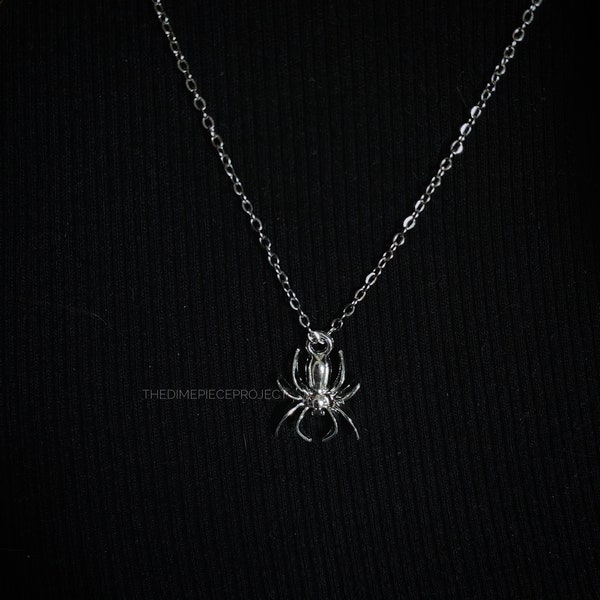 Stainless Steel Spider Pendant Necklace