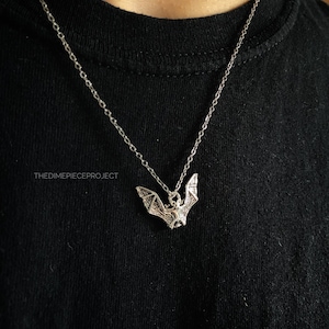 Stainless Steel Bat Pendant Necklace