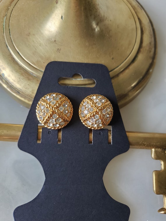 Swarovski 1980's Round dome clip on earrings mark… - image 6
