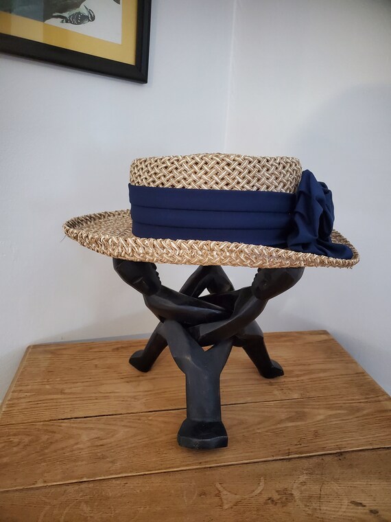 Vintage Firethorn Ladies Straw Summer Hat w/ Flor… - image 2