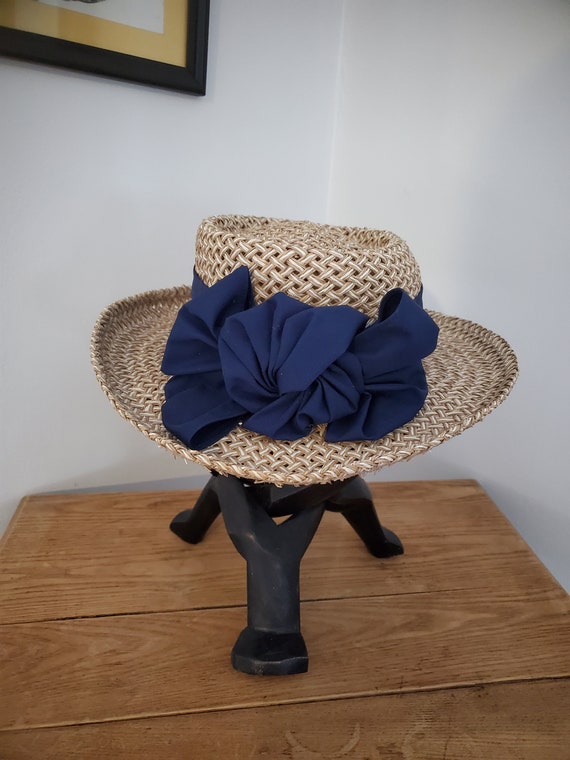 Vintage Firethorn Ladies Straw Summer Hat w/ Flor… - image 1