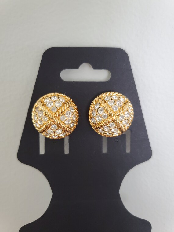 Swarovski 1980's Round dome clip on earrings mark… - image 4