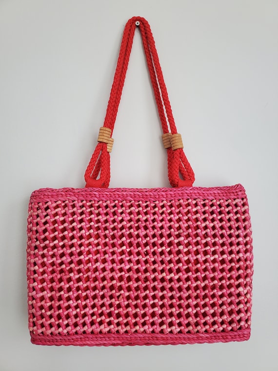 Magid Hand made in Italy pink woven Summer bag