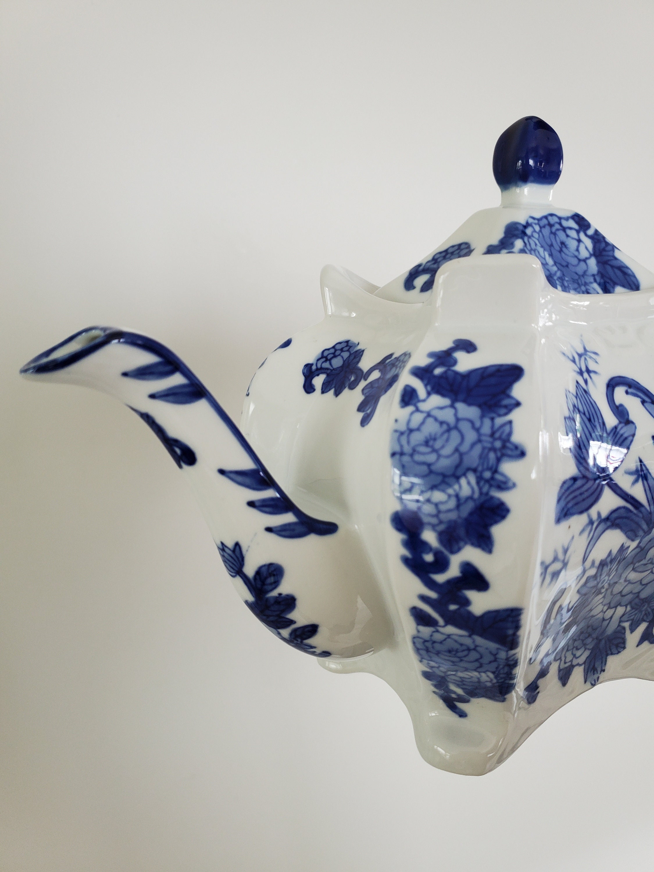 Vintage Bombay Company Blue and White Floral Chinoiserie Porcelain