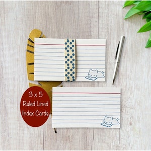 3x5 Index Cards - Ruled Index Cards -Pack of 25 Kawaii Cat Index Cards - Lined Index Cards -Index Cards for Kids - Study Note Card