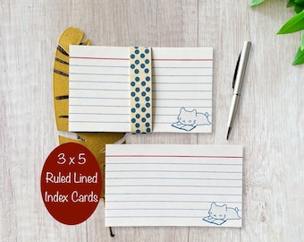 3x5 Index Cards - Ruled Index Cards -Pack of 25 Kawaii Cat Index Cards - Lined Index Cards -Index Cards for Kids - Study Note Card