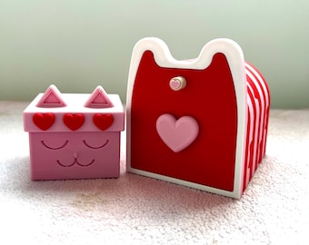 Dollhouse Mailbox Design - Valentines Day Cat Gift Box - Meow Surprise Mailbox - Heart - Gab Meow box