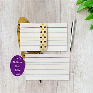 3x5 Index Cards - Rainbow Multicolor Ruled Index Cards -Pack of 25 Index Cards - Lined Index Cards -Index Cards for Kids - Study Note Card