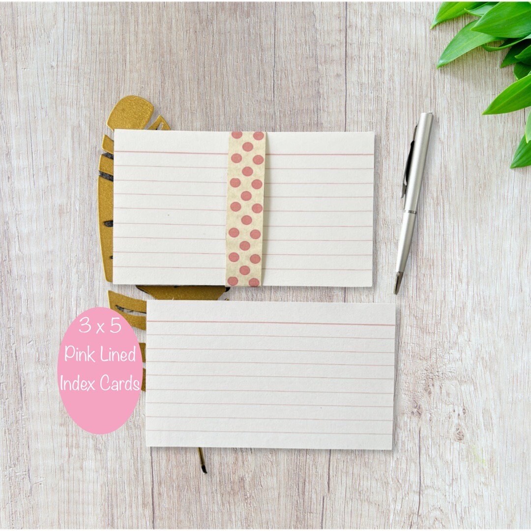 3x5 Index Cards Pink Ruled Index Cards pack of 25 Index Cards Lined