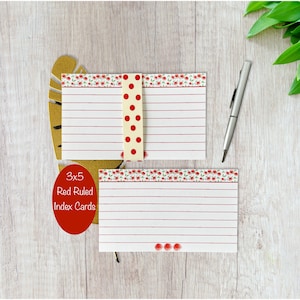 3x5 Index Cards - Red Ruled Index Cards -Pack of 25 Index Cards - Lined Floral Rose Index Cards -Index Cards for Kids - Study Note Card