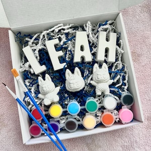 LabubuInspiration DIY Kit - Plaster Paint Kit for Kids - Party Favors - Name Paint Kit Personalized - Ceramic Painting - LabuLabu