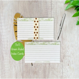 3x5 Index Cards - Green Ruled Index Cards -Pack of 25 Index Cards - Lined Floral Index Cards -Index Cards for Kids - Study Note Card