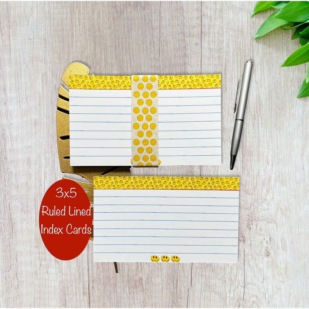 3x5 Index Cards Ruled Index Cards pack of 25 Index Cards Lined Smiley