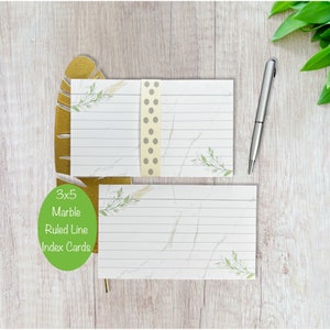 3x5 Index Cards - Marble Ruled Index Cards -Pack of 25 Index Cards - Floral Index Cards -Index Cards for Kids - Study Note Card