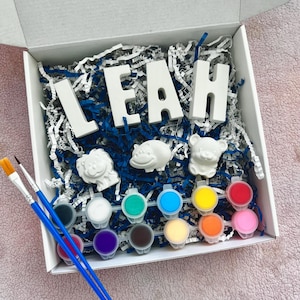 Cute Animals DIY Paint Kit - Paint your Own Animal Kit for - Paint Your Name - Party Favors for Kid- Name Paint Kit Personalized - Painting