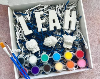DIY Animal Paint Kit: Personalized Name, Plaster Animal Figures for Kids