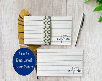 3x5 Index Cards - Blue Ruled Index Cards -Pack of 25 Index Cards - Lined Index Cards - Med Student Index -Note Card for Kid - Study Notecard
