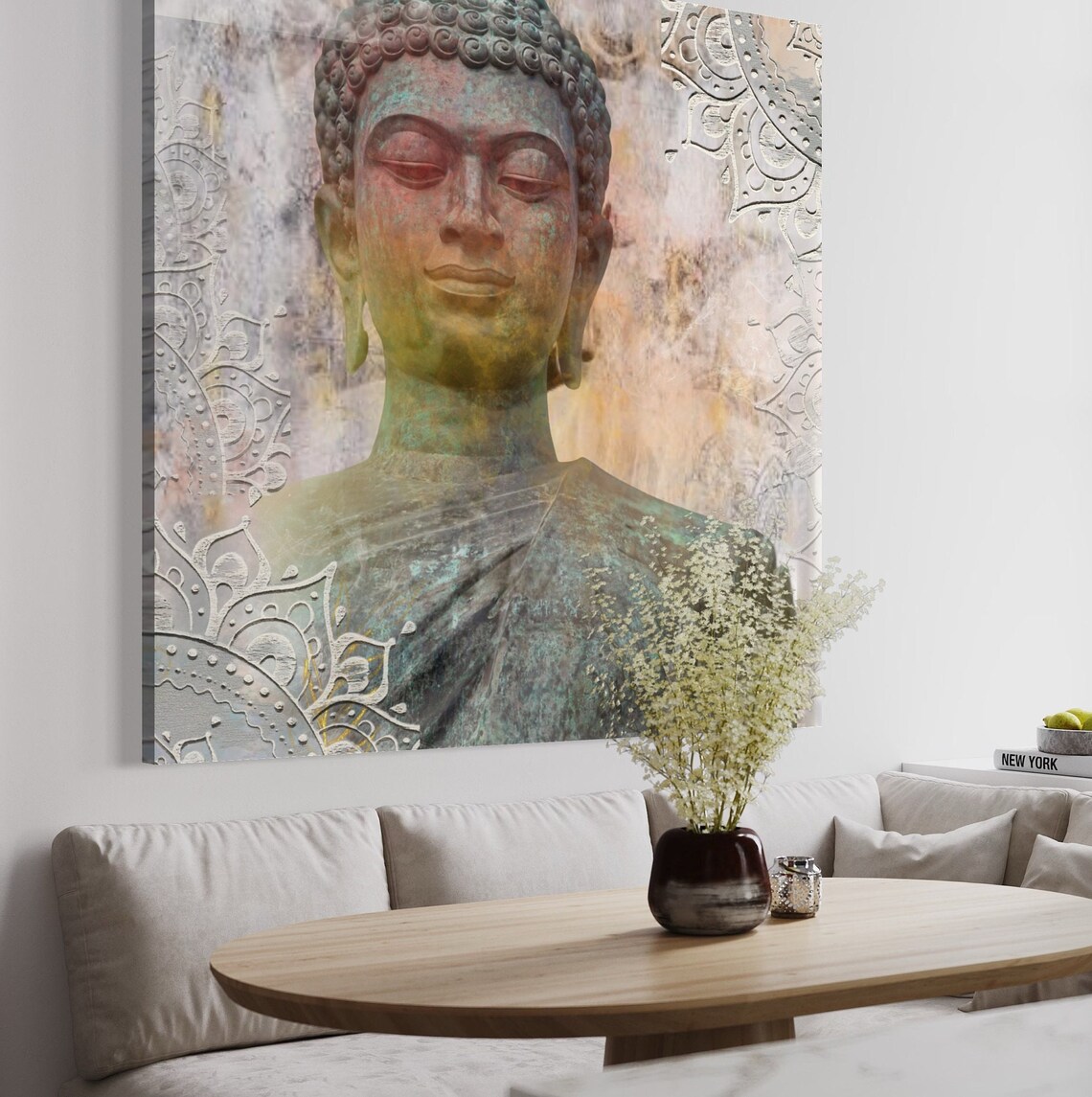 Buddha Painting Canvas Original Wall Art Canvas Large Modern Buddha ...