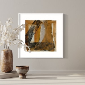 Modern art on paper, small abstract artwork, mixed media art, colourful mixed media art, square wall art.