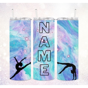 Gymnastics 20 oz Skinny Tumbler PNG ~ Customize Tumbler PNG ~ Add a Name or Text ~ Gymnast Tumbler Wrap ~ Gymnastics Digital Sublimation PNG