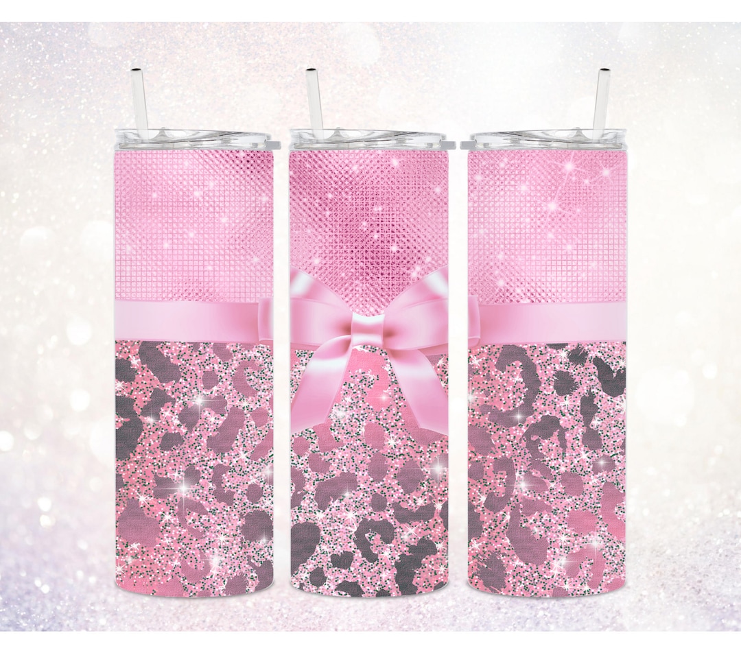 Pink Leopard 20 Oz Tumbler Wrap PNG ~ Pink Glitter Tumbler PNG ...