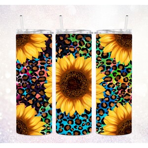 Tie Dye Leopard 20 Oz Skinny Tumbler Wrap PNG ~ Sunflowers Tumbler Wrap ...