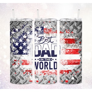 Bester Vater der Welt 20 oz Becher PNG - Becher mit USA Flagge ~ Vatertagsbecher ~ Vaterbecher ~ Papa ~ Skinny Tumbler Wrap PNG