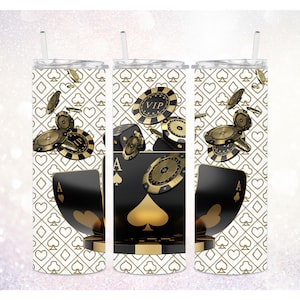 Poker 20 oz Tumbler PNG ~ Casino Tumbler ~ Vegas Tumbler Digital Wrap ~ Gambling Tumbler PNG ~ VIP ~ Poker Chips Skinny Tumbler Sublimation