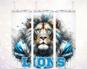 Lion 20 oz Tumbler PNG ~ Lion Mascot Skinny Tumbler Wrap ~ Lion Tumbler PNG ~ Sports Tumbler ~ Lion Digital Download ~ Football Tumbler PNG