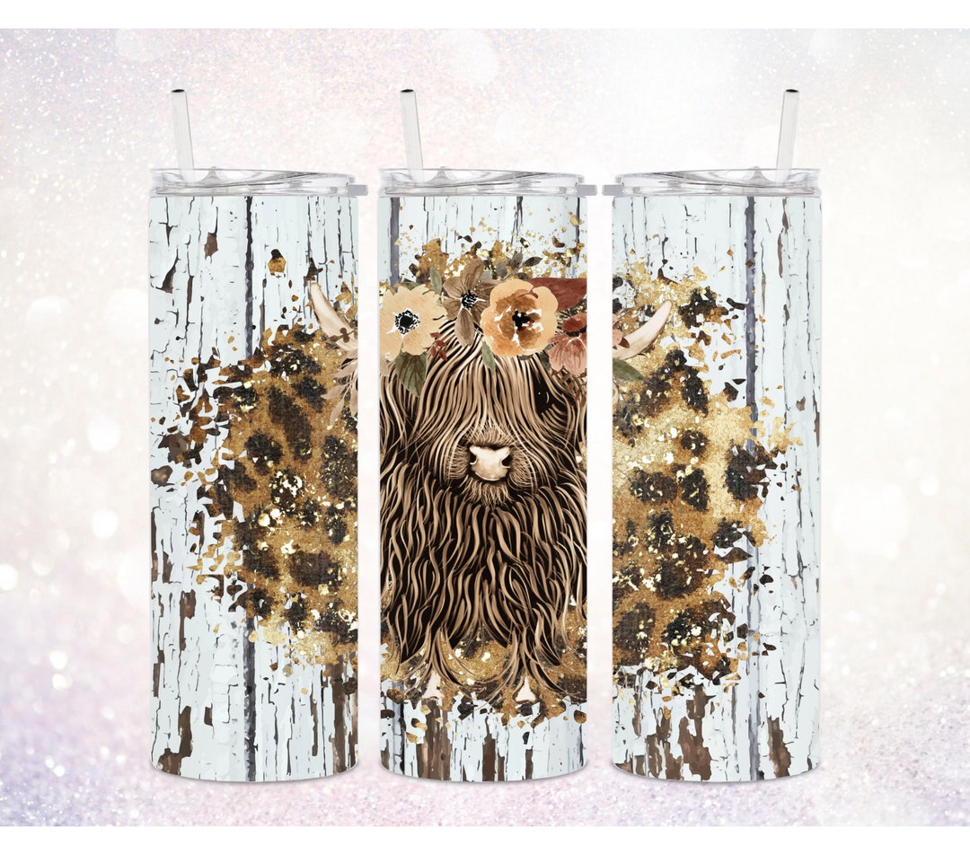 Highland Cow 20 Oz Skinny Tumbler PNG ~ Cute Cow ~ Digital Sublimation ...