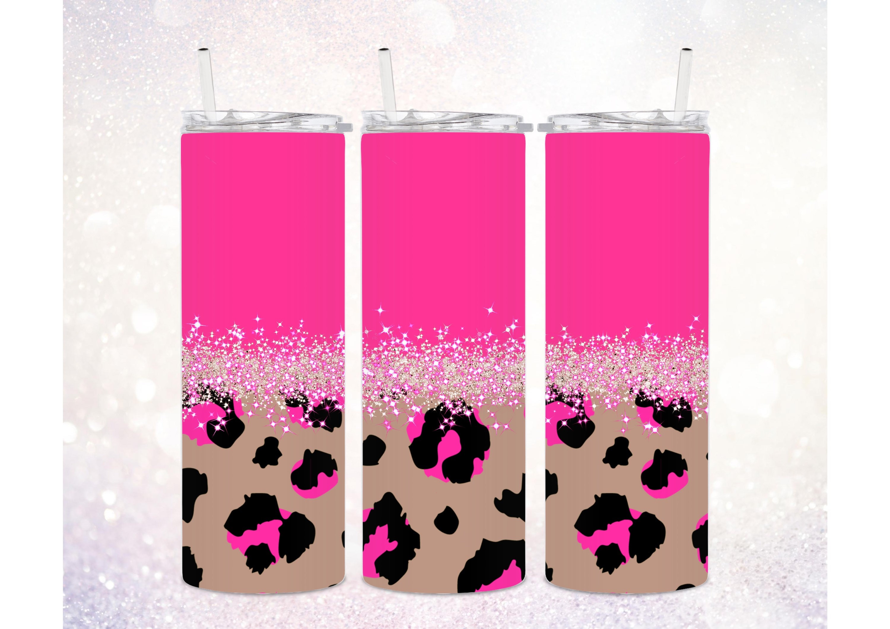 Hot Pink Skinny 20 Oz Tumbler Wrap PNG ~ Leopard Tumbler Sublimation ...