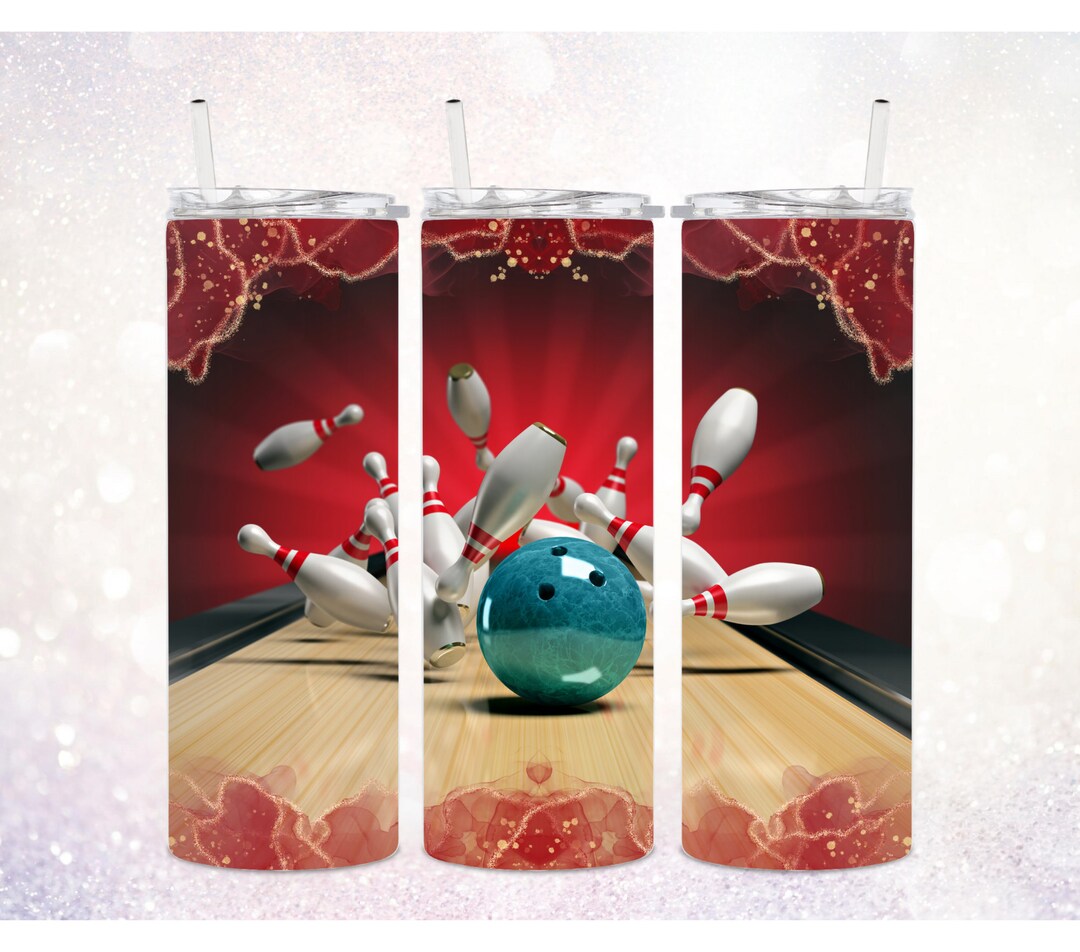 Bowling 20 Oz Skinny Tumbler PNG Bowling Tumbler Gift Bowling Tumbler