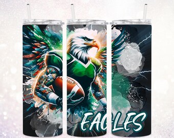 Eagles 20 oz Tumbler PNG ~ Eagles Skinny Tumbler Wrap ~ Eagles Tumbler PNG ~ Sports Tumbler ~ Eagles Digital Download ~ Game Day Tumbler Art