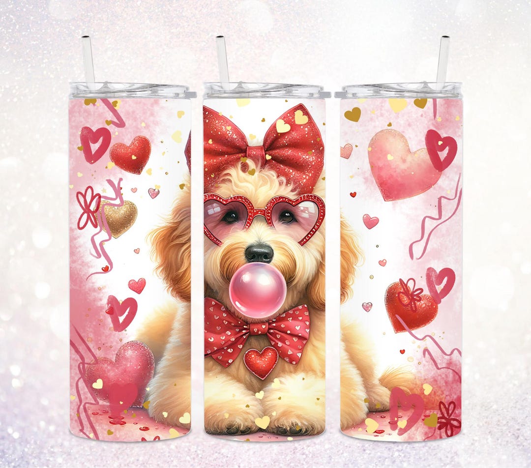 Goldendoodle 20 Oz Tumbler PNG ~ Valentines Day Tumbler ~ Cute Dog Mom ...