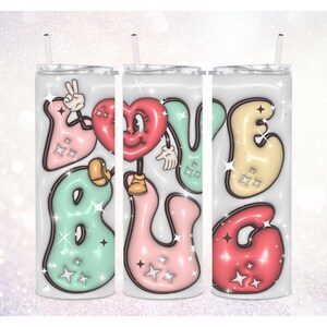 Retro 3D Alla hjärtans dag 59 cl tumbler PNG ~ Love Bug tumbler PNG ~ Smalt tumbleromslag ~ Alla hjärtans dag 3D tumbler PNG ~ Sublimerad clipart
