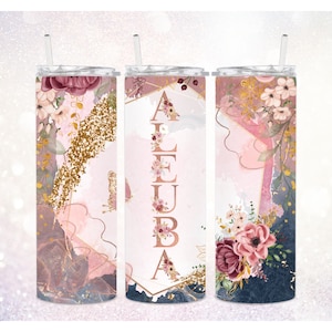 Abuela 20 oz Skinny Tumbler PNG ~ Mother&#39;s Day Tumbler ~ Spanish ~ Marble Print ~ Grandma Design ~ Floral Tumbler Wrap PNG ~ Sublimate PNG