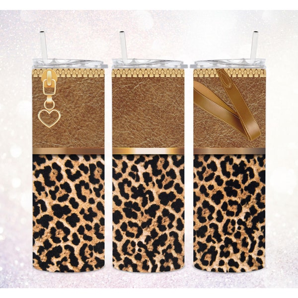 Leather Purse 20 oz Tumbler Wrap PNG ~ Luxury Bag Tumbler PNG ~ Fashion Tumbler ~ Cute Leopard Tumbler Sublimate ~ Skinny Tumbler Wrap PNG