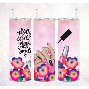 Nail Tech 20 oz Skinny Tumbler PNG ~ Beauty ~ Digitale Sublimation ~ Lustiger Nageltechniker Tumbler Wrap PNG ~ Glitzer Sublimate Tumbler PNG