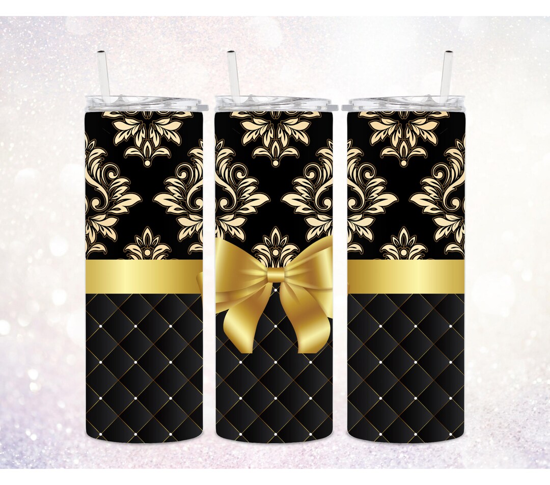 Luxury 20 Oz Skinny Tumbler PNG Expensive Tumbler PNG Luxury Designer Tumbler Wrap Black Tumbler
