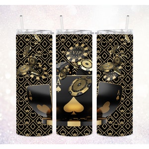 Poker 20 oz Tumbler PNG ~ Casino Tumbler ~ Vegas Tumbler Digital Wrap ~ Gambling Tumbler PNG ~ VIP ~ Poker Chips Skinny Tumbler Sublimation