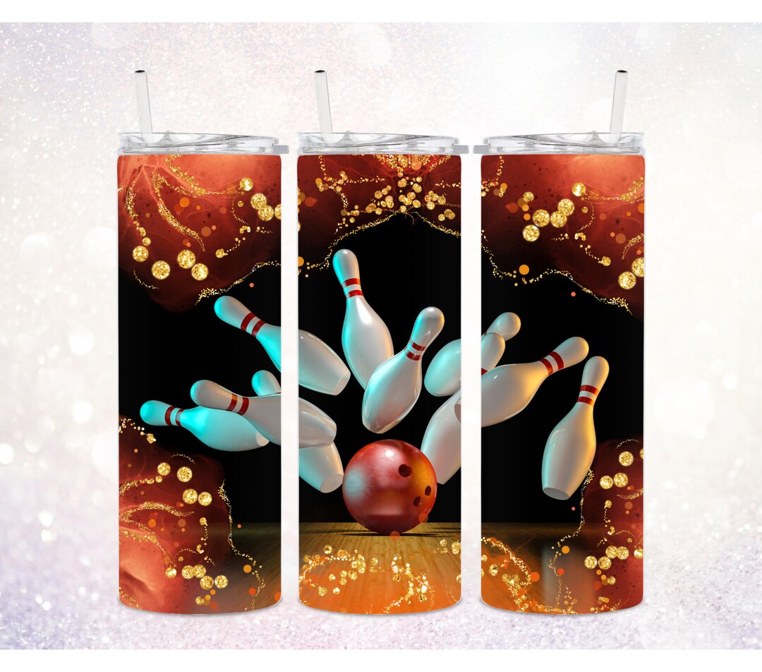 Bowling 20 Oz Skinny Tumbler PNG Bowling Tumbler Gift Bowling Tumbler