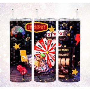 Casino Jackpot 20 oz Tumbler PNG ~ Casino Tumbler ~ Vegas Tumbler Digital Wrap ~ Gambling Tumbler PNG ~ 777 ~ Skinny Tumbler Sublimation PNG