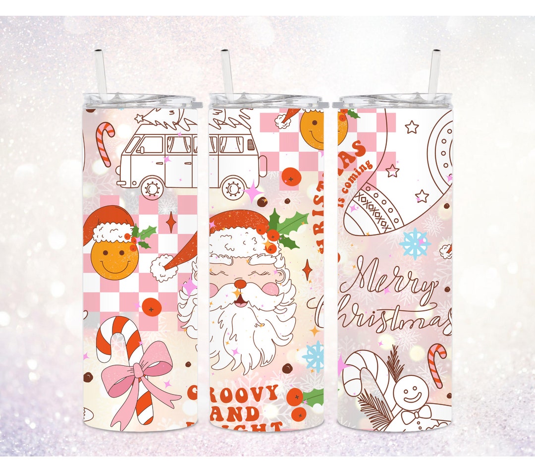 Retro Christmas 20 Oz Tumbler PNG ~ Skinny Christmas Tumbler Wrap PNG ...