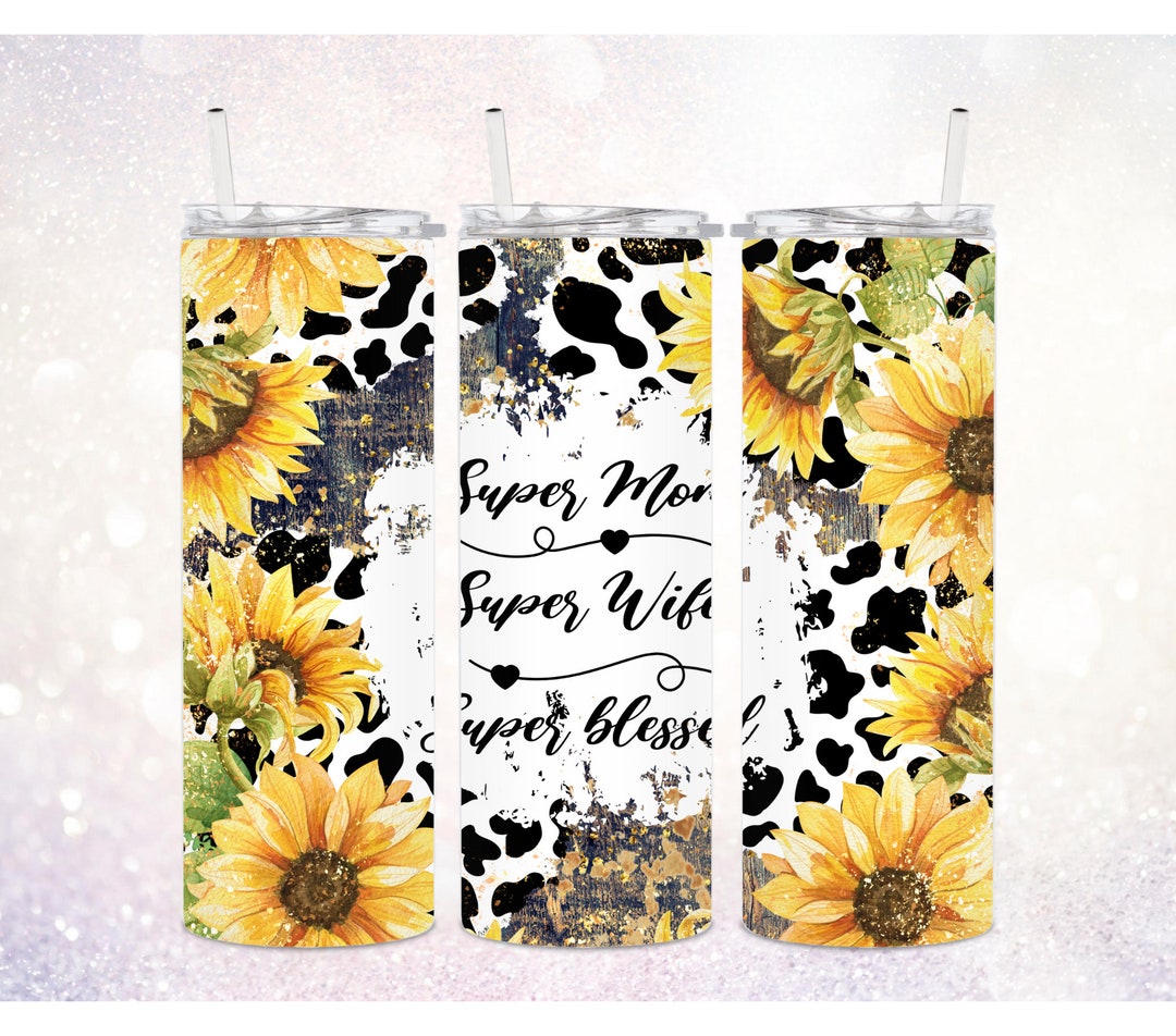 Super Mom 20 Oz Skinny Tumbler PNG Mothers Day Tumbler Cow Print Super ...