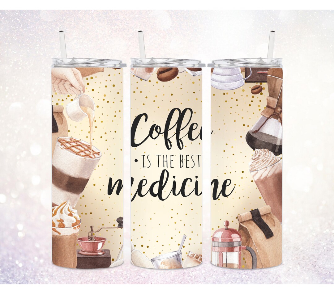 Coffee 20 Oz Skinny Tumbler PNG ~ Digital Sublimation Design ~ Coffee ...