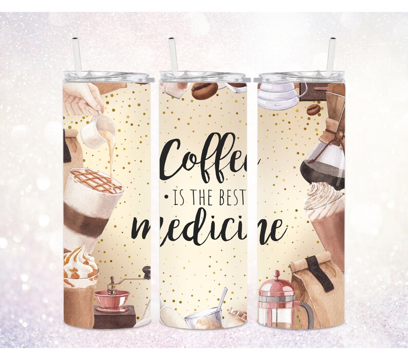 Coffee 20 Oz Skinny Tumbler PNG ~ Digital Sublimation Design ~ Coffee ...
