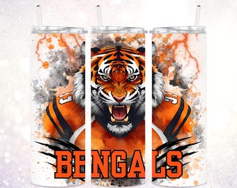 Bengal 20 oz Tumbler PNG ~ Tigers Mascot Skinny Tumbler Wrap ~ Bengal Tumbler PNG ~ Football Tumbler ~ Bengal Tiger Digital Download PNG