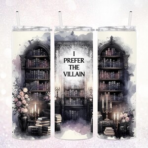 Romantasy Prefer the Villain 20 oz Tumbler PNG ~ Prezent dla miłośnika książek Tumbler ~ Książki fantasy ~ Projekt sublimacji cyfrowej ~ Chude opakowanie na kubek