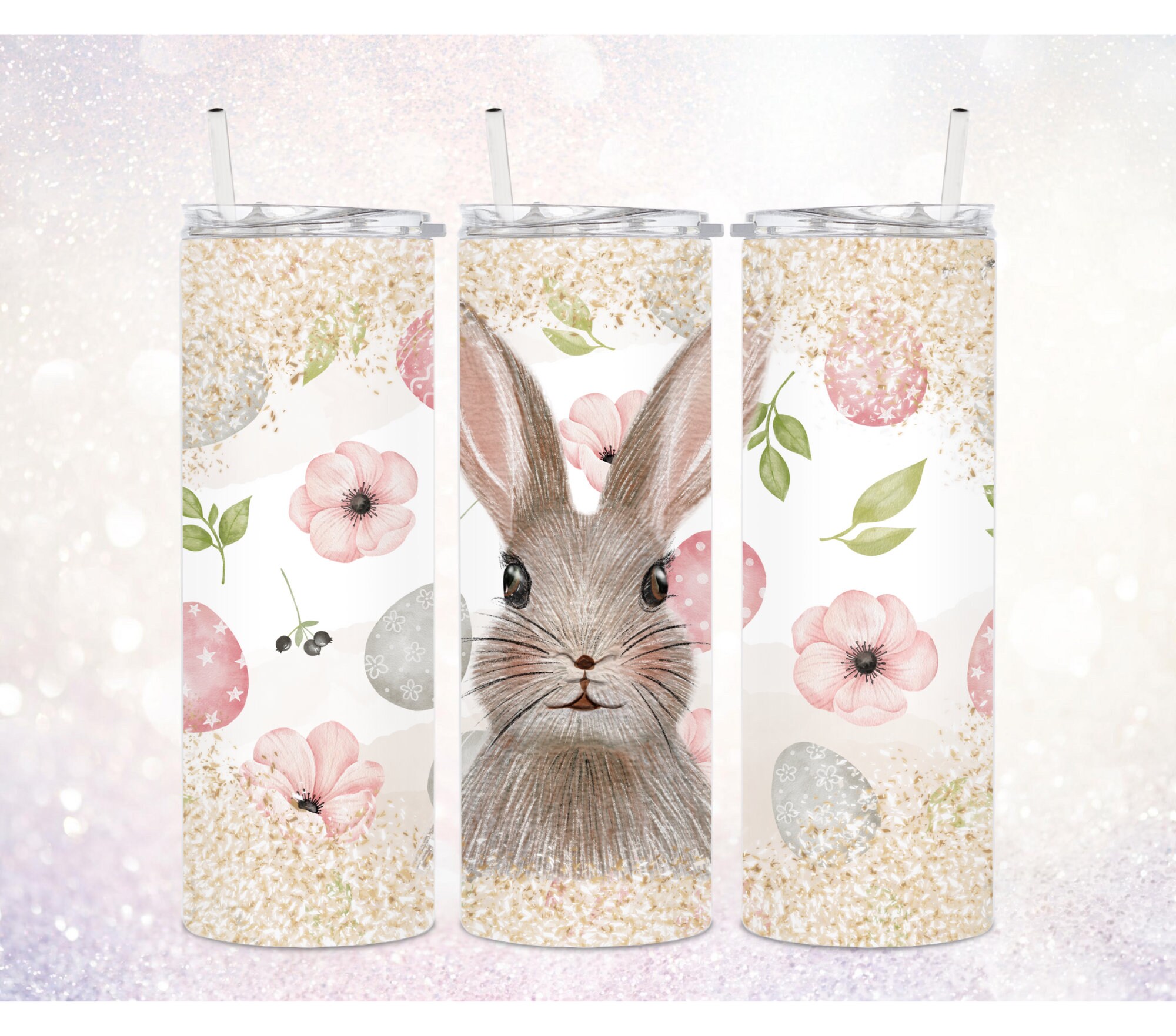 Easter Bunny 20 Oz Skinny Tumbler PNG ~ Spring Tumbler PNG ~ Rabbit ...
